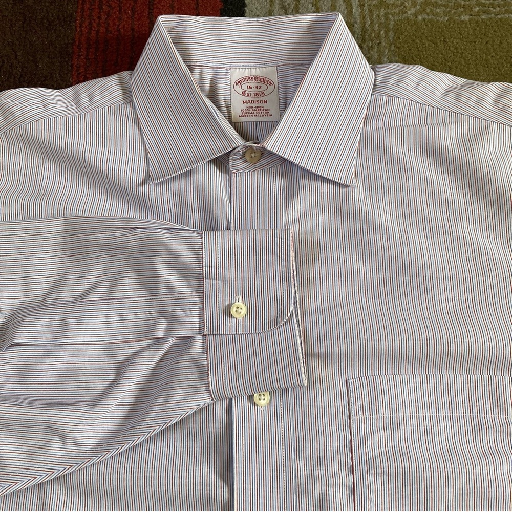 Brooks Brothers Madison Striped Supima Button Up Dress Shirt Men's Sz 16-32